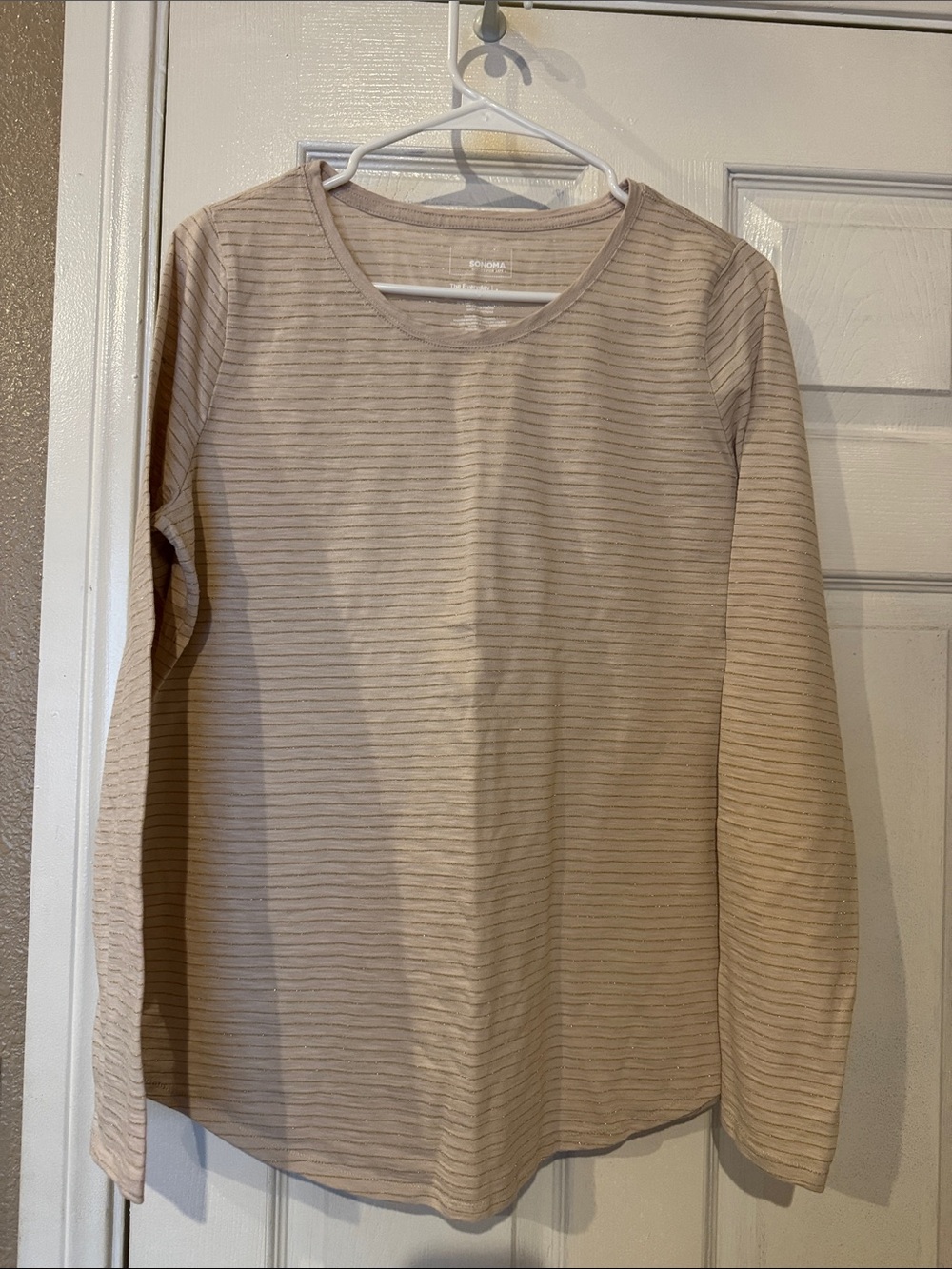Sonoma Cream Striped Long Sleeve Tee